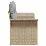 Garden Sofa with Cushion Beige 141 x 62 x 69cm Poly Rattan 42006695