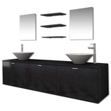 Ten Piece Bathroom Furniture Set with Basin with Tap Black 273691