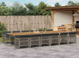 13 Piece Garden Dining Set with Cushions Grey Poly Rattan 3210770