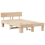 Bed Frame with Headboard Natural 120 x 190 cm Solid Pine Wood 872578