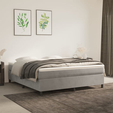 ZNTS Bed Frame without Mattress Light Grey Super King Velvet 3121226
