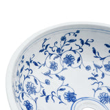 Countertop Basin White and Blue Round 41x14 cm Ceramic 155049