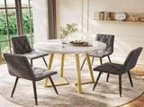 Modern metal frame marble pattern round coffee table with gold stand, suitable for N639P212599G