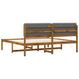 Bed Frame with Upholstered Headboard Natural and Light Grey 3405126