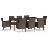 ZNTS 9 Piece Garden Dining Set with Cushions Brown Poly Rattan 3187447