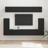 TV Cabinet Set Wall-mounted 5 pcs Black Engineered Wood 3409088