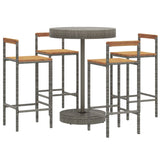 5 Piece Garden Bar Set Grey Poly Rattan&Solid Wood Acacia 3187721