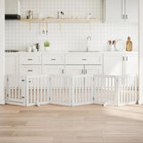 Dog Gate with Door Foldable 6 Panels White 300 cm Poplar Wood 352245