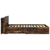 Bed Frame with Storage Smoked Oak 120 x 190 cm Engineered Wood 3433738
