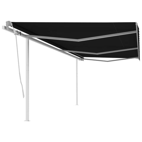 ZNTS Manual Retractable Awning with Posts 6x3.5 m Anthracite 3070079