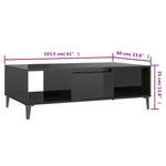Coffee Table High Gloss Black 103.5x60x35 cm Engineered Wood 806029