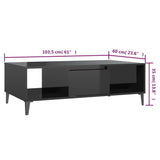 Coffee Table High Gloss Black 103.5x60x35 cm Engineered Wood 806029