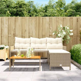 Garden Sofa with Table and Cushions L-Shaped Beige Poly Rattan 365583
