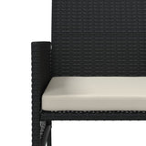 Garden Sofa 2-Seater with Table and Stools Black Poly Rattan 317626