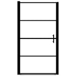 ZNTS Shower Door Frost Tempered Glass 91x195 cm Black 146662