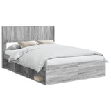 Bed Frame with Storage and Headboard Grey Sonoma 135 x 190 cm 3414224