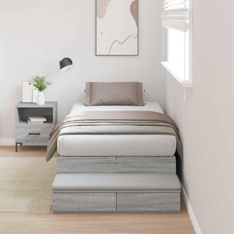 Storage Bed Frame with Drawer Grey sonoma 236.5 x 80 x 31.5 cm 3335602