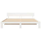 Bed Frame with Headboard White 200 x 200 cm Solid Pine Wood 872639