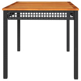 Garden Table Black 140x80x75 cm Poly Rattan Acacia Wood 366276