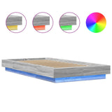 Bed Frame with LED Lights without Mattress Grey Sonoma 90x190cm 3281152