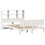 ZNTS Bookcase Bed without Mattress White 140x190cm Solid Wood Pine 3322659