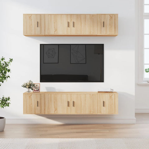 6 Piece TV Cabinet Set Sonoma Oak Engineered Wood 3188657