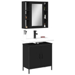 ZNTS 2 Piece Bathroom Furniture Set Black Engineered Wood 3214720