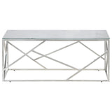 Coffee Table Silver Stainless Steel and Tempered Glass 349939