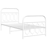 Metal Bed Frame without Mattress with Footboard White 80x200cm 377175