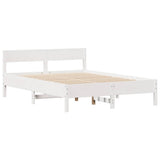 Bed Frame without Mattress White 135x190 cm Double Solid Wood Pine 3301765