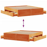 Bed Frame without Mattress with Drawers Wax Brown 180x200 cm Super King Solid Wood Pine 3308797