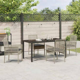 Garden Dining Set with Cushion 5 pcs Light Grey Poly Rattan 3379901