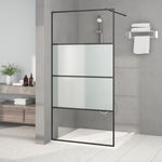 Walk-in Shower Wall Black 100x195 cm Half Frosted ESG Glass 152127