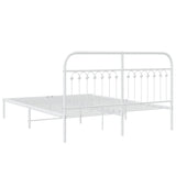 Metal Bed Frame without Mattress with Headboard White 150x200cm 376651