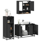 ZNTS 3 Piece Bathroom Furniture Set Black Engineered Wood 3300980