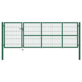 Garden Fence Gate with Posts 350x100 cm Steel Green 142569