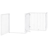 Dog Gate with Door Foldable 6 Panels White 480 cm Poplar Wood 3155565