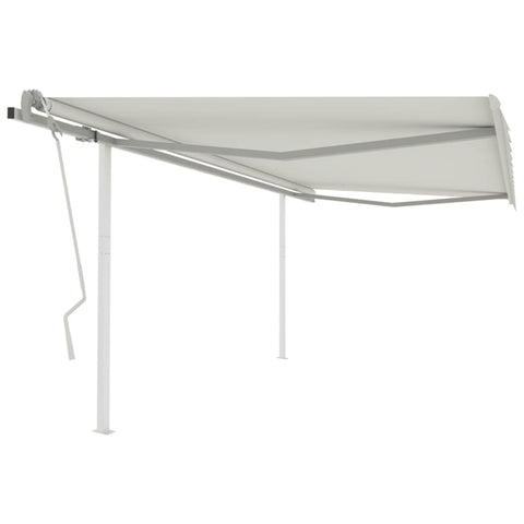 ZNTS Manual Retractable Awning with Posts 4x3 m Cream 3069937
