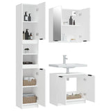 3 Piece Bathroom Cabinet Set White Engineered Wood 3115876