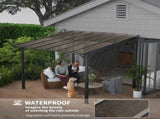 3 x 3m Metal Pergola with UPF 50 and Waterproof Roof, Wall-Mounted or Free Standing Garden Gazebo, T3398P317660
