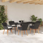 Garden Dining Set with Cushion 7 pcs Black Poly Rattan 3261668