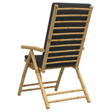 4 Piece Folding Reclining Chairs with Dark Grey Cushions Bamboo 3208929
