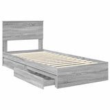 Storage Bed with Drawer Grey Sonoma 90 x 200 cm Engineered Wood 3410838