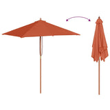 Garden Parasol with Wooden Pole 150x200 cm Terracotta 44538