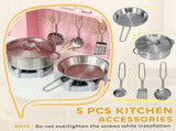 Play Kitchen, Kids Kitchen Set with Lights and Sounds, Double Stoves, Ice Maker, Chalkboard for 3 T3398P422355