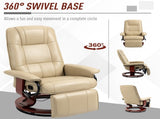 Faux Leather Armchair, with 145&deg Reclining Back and Footrest - Cream T3398P330375