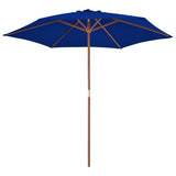 313763 Garden Parasol with Wooden Pole Blue 270 cm