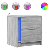 Bedside Cabinets with LED Lights 2 pcs Grey Sonoma Engineered Wood 852058