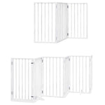 Dog Gate with Door Foldable 9 Panels White 450 cm Poplar Wood 3155538