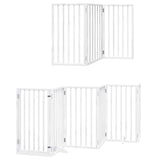 Dog Gate with Door Foldable 9 Panels White 450 cm Poplar Wood 3155538